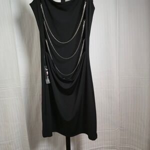 J for Justify Juniors Black Mini Dress Spaghetti Strap Jewel Chain Detail Size L